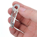 8 In 1 EDC Hair Clip Ruler Cutter Screwdriver Gear Keychain Pocket Utility Survive Tool Multifunction Stainless Steel