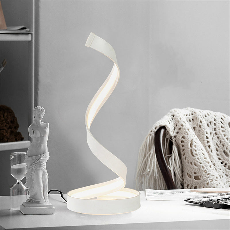 Modern LED Light Bedside Spiral Table Lamp Creative Design Curved  Warm White