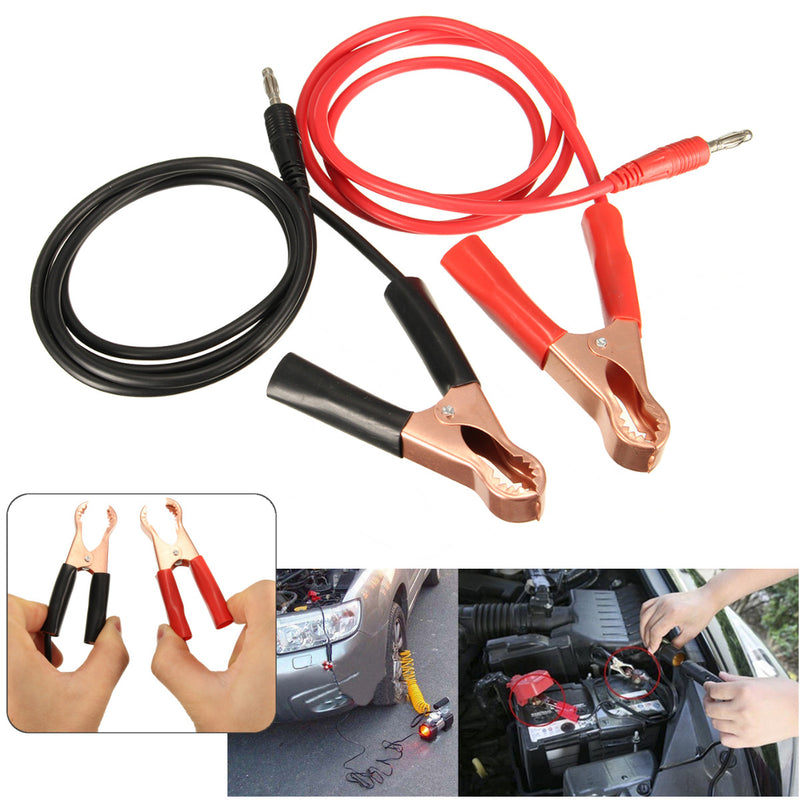 DANIU 2Pcs 15A Banana Plug to 80mm Car Battery Clip Clamp Power Alligator Clips Cable