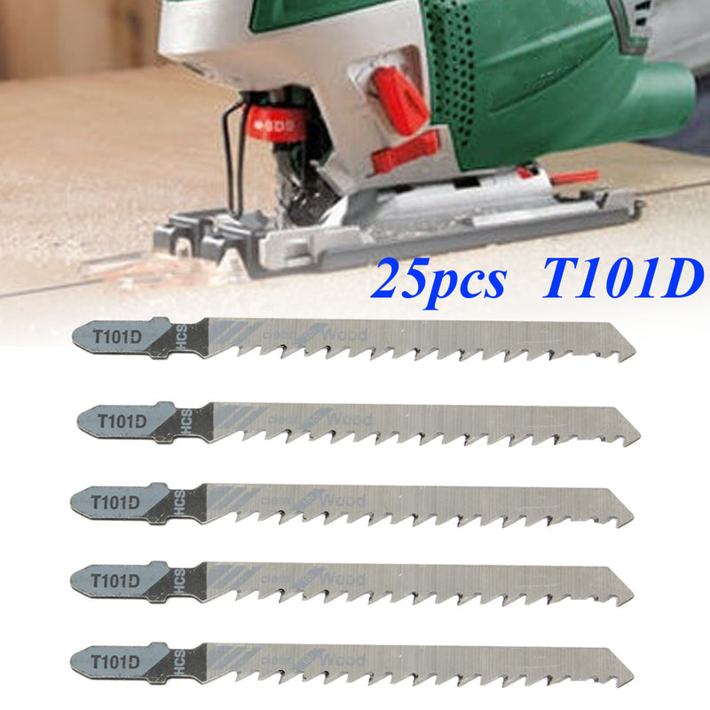 25pcs T101D T Shank HCS Black Jigsaw Blades Curve Cuttingtools For Wood Plastic