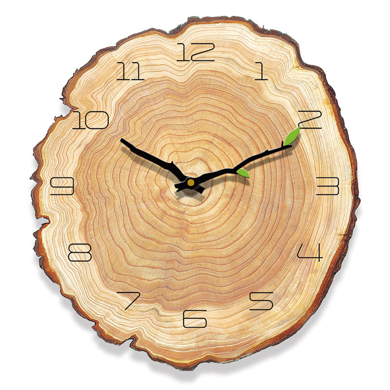 Loskii MW002 Creative Wooden Pattern Wall Clock Mute Wall Clock Quartz Wall Clock For Home Office Decorations