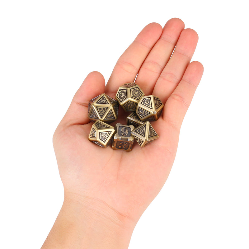 7pcs Set Embossed Heavy Metal Polyhedral Dices DND RPG MTG Role Playing Board Game Dices Set Zinc Alloy