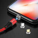 USLION 3A LED 360 Degree Rotate QC3.0 Magnetic Fast Charging Type-C Micro USB Data Cable 1M for Samsung S10+ S9 Xiaomi 9T Redmi Note8 HUAWEI P30Pro