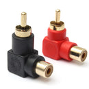 2Pcs 90 Degree Bend Right Angle RCA Male to Female Audio Connector Adapter