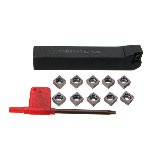 SCLCR1616H09 Lathe Turning Tool Holder With 10pcs CCMT09T304 Carbide Inserts