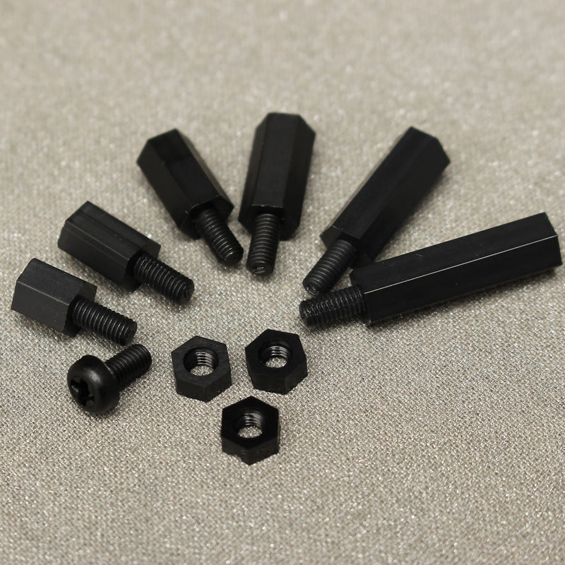 Suleve M3NH5 180Pcs M3 Nylon Screw Black Hex Screw Nut PCB Standoff Spacer Column Assortment Kit