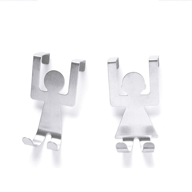 Creative 2pcs Hooks Stainless Steel Lovers Shaped Hook Kitchen Hanger Clothes Storage Rack Tool Home Storage