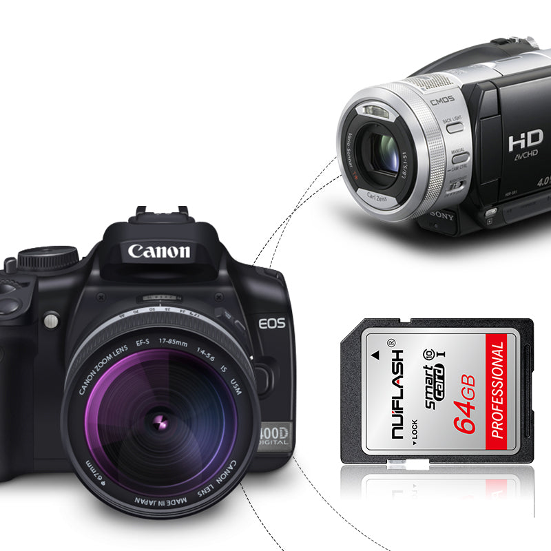 Nuiflash SD Card 32GB Class10 SDHC 64GB 128GB SDXC Memory Card SD Flash Card for Camera