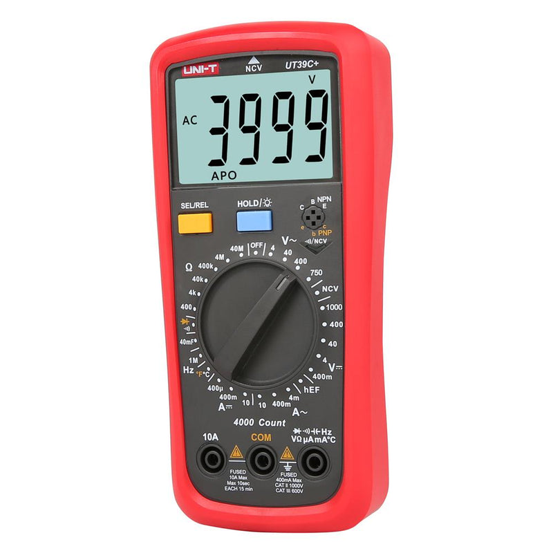UNI-T UT39C+ Digital Multimeter AC DC Volt Amp Ohm Capacitance Temp Hz Tester UT39C Plus Data Hold
