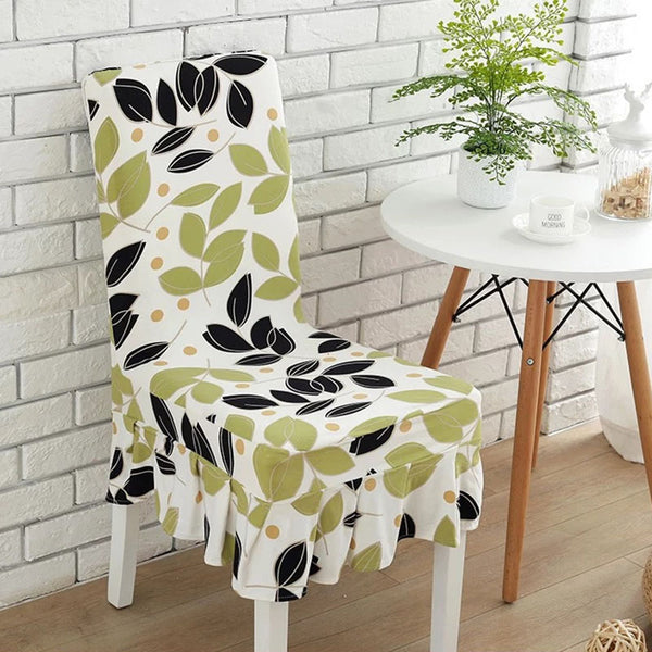 KCASA WX-PP5 Elegant Flower Elastic Stretch Chair Seat Cover With Skirt Hem Dining Room Home Wedding