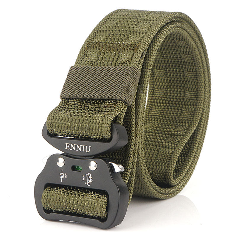 125cm ENNIU MH04G Pure Aluminum Buckle Heavy Duty Tactical Belt 3.8cm Nylon Waist Belts Quick Release Inserting Buckle Leisure Belt