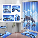 Shower Curtain Bath Pad Pedestal Rug Lid Toilet Cover Art Fashion Dolphin