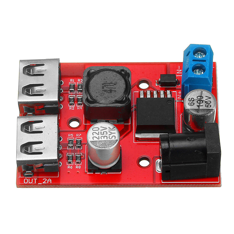 5pcs LM2596S Dual USB port 9V/12V/24V/36V to 5V DC-DC Step Down Buck Car Charger Solar 3A Power Supply Module