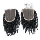 6A 4X4 Kinky Curly Virgin Hair Lace Closure Wave Brazilian Human Hair Closures Free Middle Par