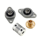 Machifit 200/300/400mm T8 Lead Screw with Shaft Coupling and KFL Pillow Block Flange Ball Bearing Mounting Support Set