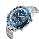 SKMEI 1204 Dual Dsplay Digital Watch Men Stainless Steel Strap Luminous Alarm Outdoor Sport Watch