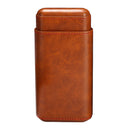Genuine Leather 3 Count Tube Cedar Travel Holder Case Humidor Portable Protector Case