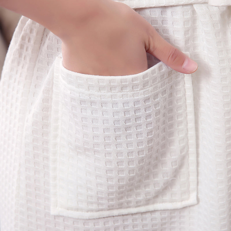 Honana BX-987 Towel Bathrobe Dressing Gown Unisex Men Women Solid Cotton Waffle Sleep Lounge