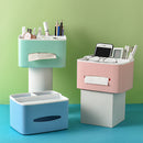 Multifunctional Tissue Box Desktop Plastic Pencil Pen Holder Remote Control Storage Box Sundries Organizer Office Home Supplies