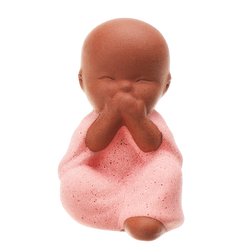 4Pcs Tea Pet Ceramics Statue Monk Figurine Chinese Crafts Ornament Decorations