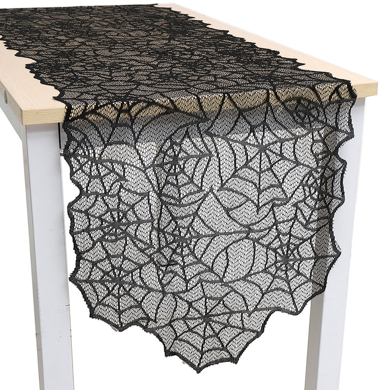 Halloween Decorations Black Lace Spider Web Fireplace Table Cover Haunted House Prop