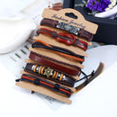 6Pcs Punk Retro Personality Cowhide Diy Woven Multi-layer Bracelet
