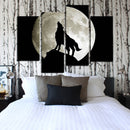 Miico Hand Painted Four Combination Decorative Paintings Full Moon Black Wolf Wall Art For Home Decoration