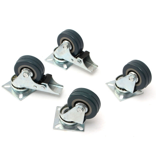 4pcs 50mm Heavy Duty Rubber Swivel Castor Wheels Trolley Caster Brake