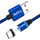 TOPK 2A Type C LED Magnetic Fast Charging Data Cable 3.28ft/1m for Xiaomi Mi A2 Pocophone F1
