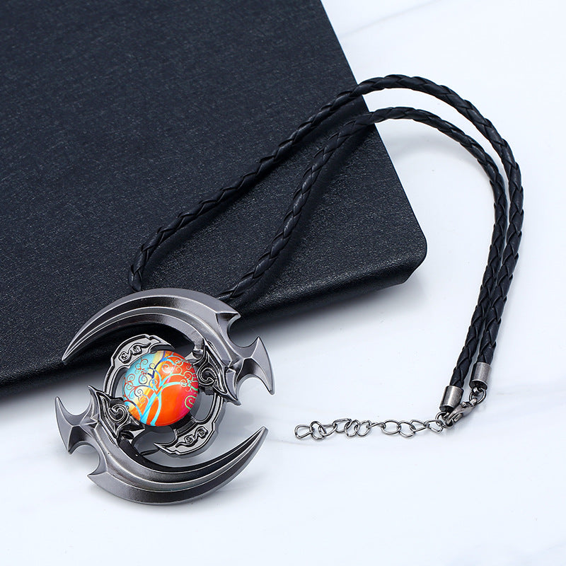 Unisex Fidget Spinner Necklace Twine Pendant Necklace for Men Women