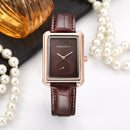 REBIRTH RE203 Square Dial Women Wrist Watch Elegant Design Leather Band Quartz Watches