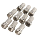 10pcs Silver F-Plug RG6 TV Aerial Coaxial Cable Connectors Adapter