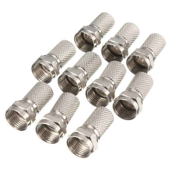 10pcs Silver F-Plug RG6 TV Aerial Coaxial Cable Connectors Adapter