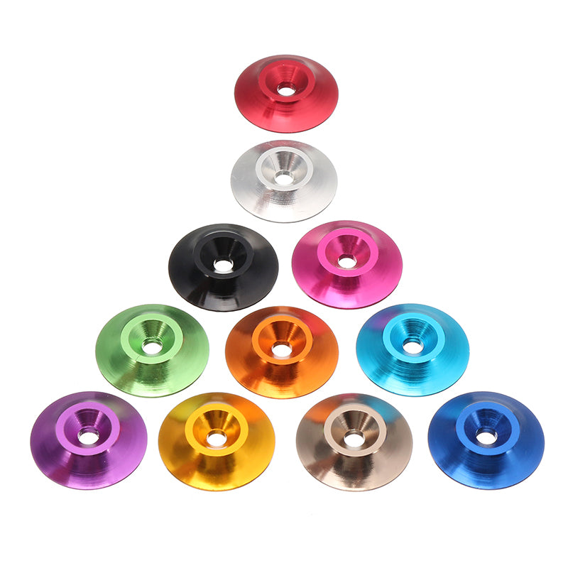 Suleve M3AN4 10cs M3 Countersunk Conical Grommet Gasket Washer Spacer Multi-color