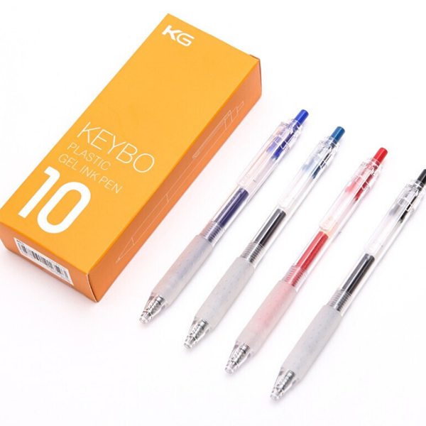 KACO KEYBO 10 Pcs/Pack Transparent Barrel Gel Pens 0.5mm Writing Signing Pen For Student School Office Supplies