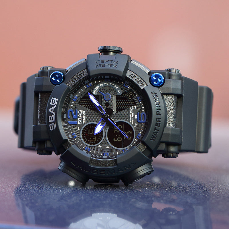 SBAO S-8019-2 Dual Display Digital Watch Luminous Display Alarm Calendar Stopwatch Sport Watch