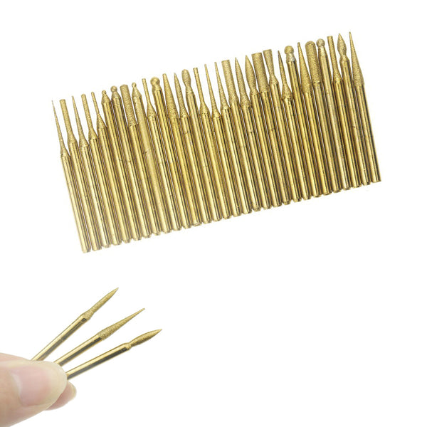 30pcs 3mm Titanium Diamond Grinding Head Grinder Drill Bit Abrasive Tool For Rotary Tool