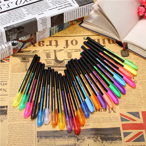 24 Pcs Color Gel Pen Set Adult Coloring Book Ink Pen Drawing Painting Craft Art for School Home