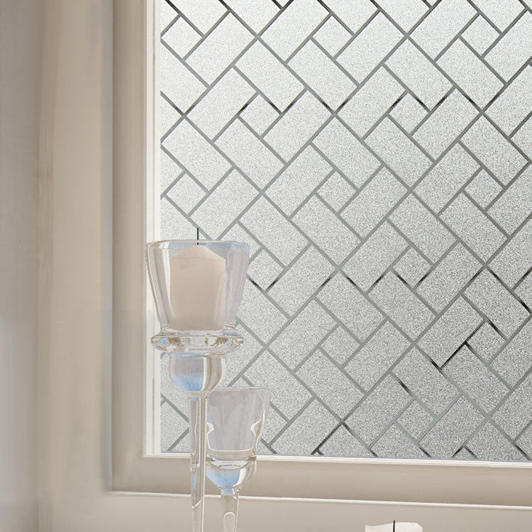 KCASA S151 45cmX200cm Modern Stripe Pattern Glass Stickers Bathroom Balcony Sliding Door Frosted Gla