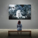 White Wolf Stone Canvas Wall Paintings Frameless Pictures Art Home Decor