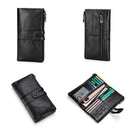 Ultra Slim Handcrafted Cowhide Leather Long Wallet Clutch RFID Blocking ID Card Holder Coin Purse