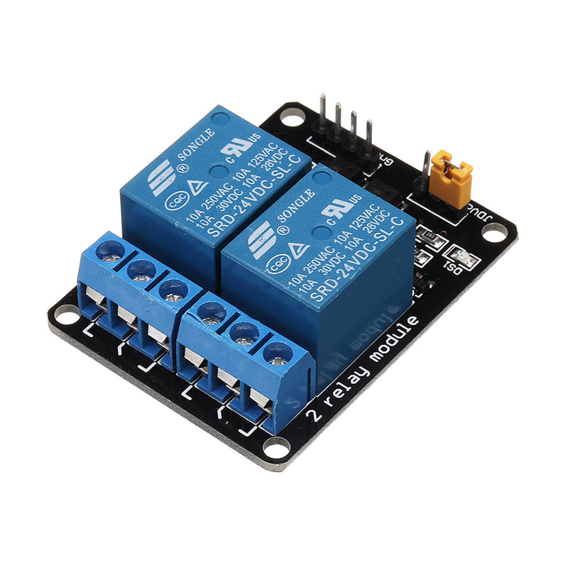 BESTEP 2 Channel 24V Relay Module Low Level Trigger Optocoupler Isolation For Auduino