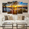 5 Panel Canvas Painting Sunset Lake Tree Seascape Landscape Poster Paintings Wall Art Decor Picture