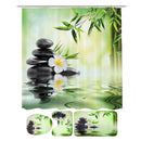 Bamboo Printing Waterproof Bathroom Shower Curtain Toilet Cover Mat Non-slip Carpet