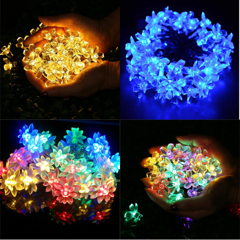 Solar Powered 6M 30LEDs Blossom Flower Outdoor Fairy String Lights for Christmas Wedding Party