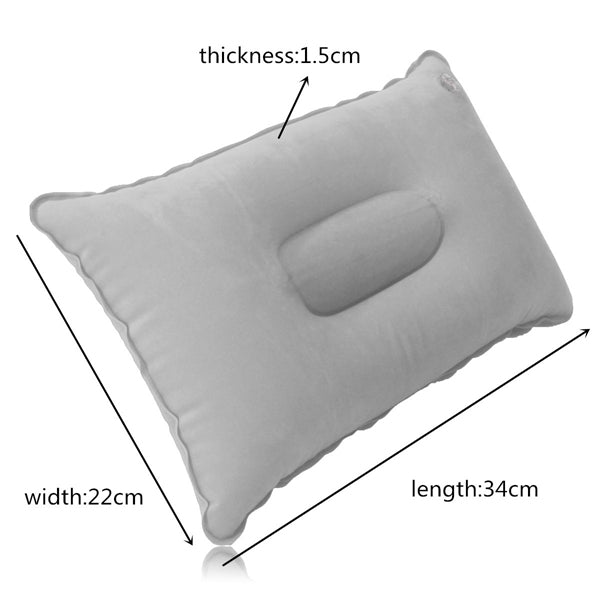 Folding Double Sided Inflatable Pillow Suede Fabric Cushion Camping Home Bedding Decor