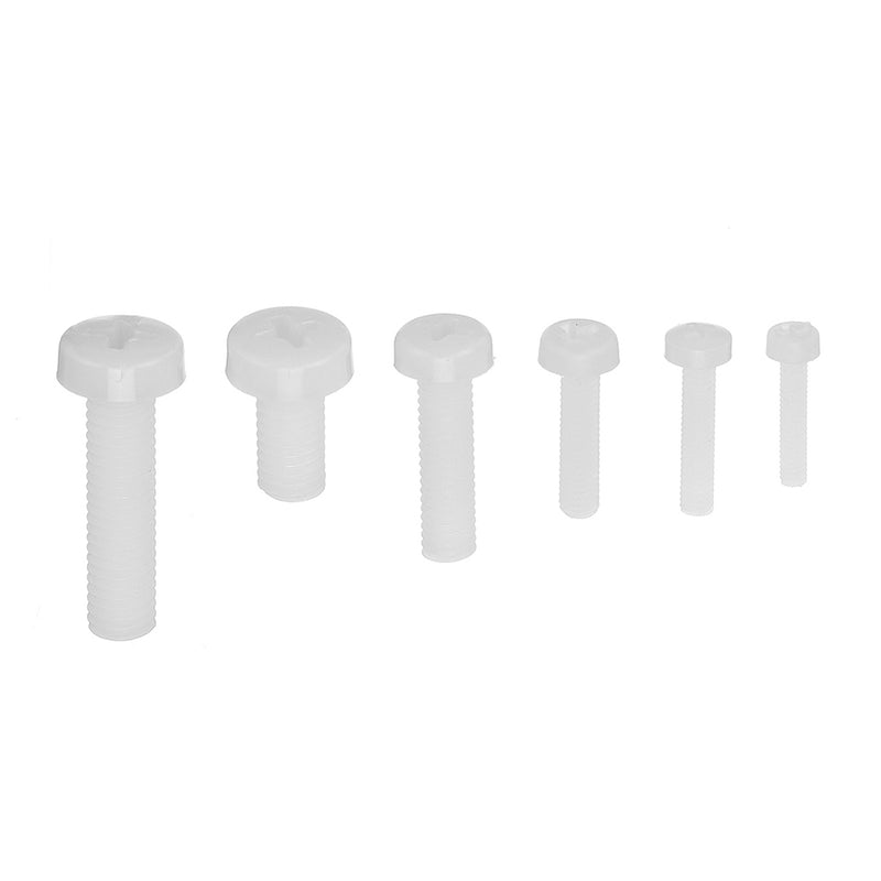 Suleve MXNP2 270Pcs White/Black M2-M5 Plastic Nylon Phillips Screw Round Head Hex Nut Assortment Kits