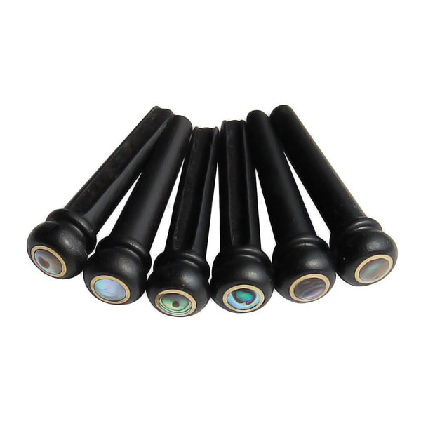 6Pcs Abalone Ebony Guitar Bridge Bone Pins Set For Acoustic Guitar