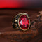 Trendy Red Glass Titanium Steel Ring Gold Plated Ball Ring for Men Women