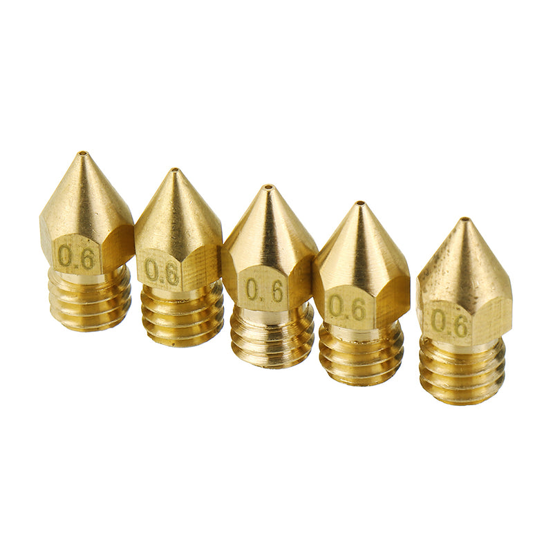 5PCS 1.75mm/0.6mm Copper Thread Extruder Nozzle For 3D Printer